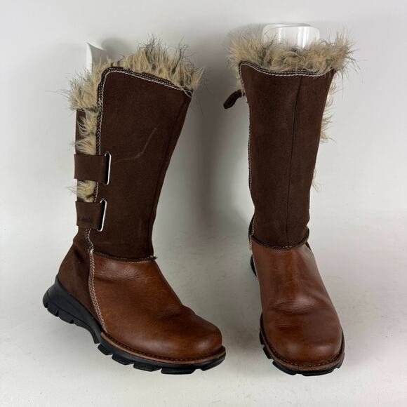 Columbia Chamonix Winter Boots Women's 7.5 Brown Leather Side Zipper Mid-Calf - Picture 1 of 9